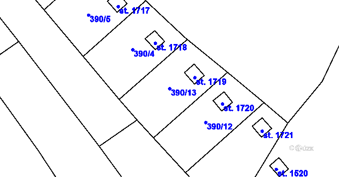 Parcela st. 390/13 v KÚ Malenovice u Zlína, Katastrální mapa