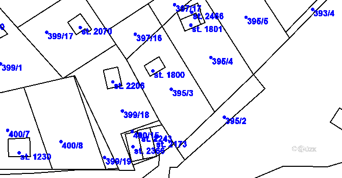 Parcela st. 395/3 v KÚ Malenovice u Zlína, Katastrální mapa