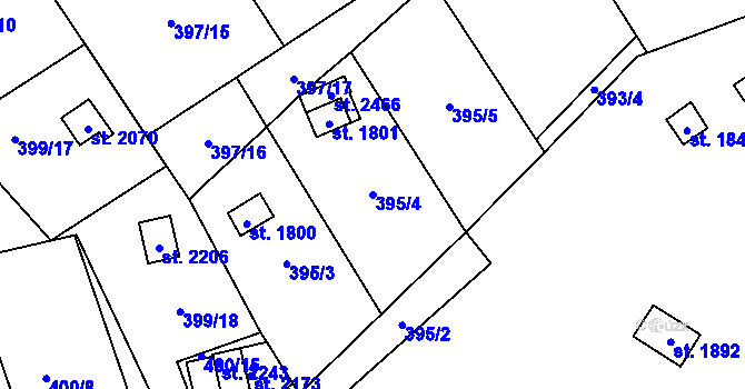Parcela st. 395/4 v KÚ Malenovice u Zlína, Katastrální mapa