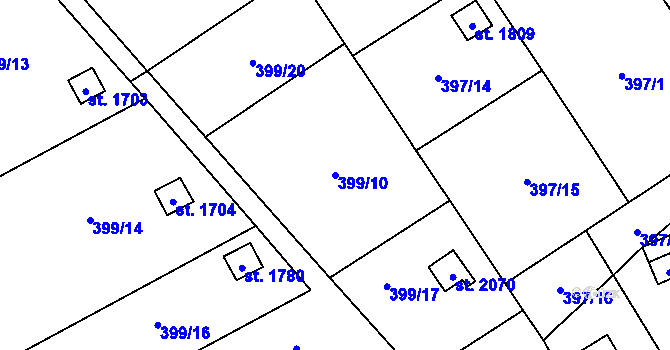 Parcela st. 399/10 v KÚ Malenovice u Zlína, Katastrální mapa