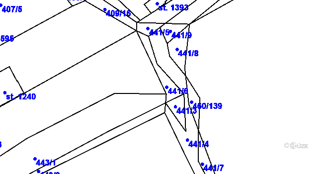 Parcela st. 441/6 v KÚ Malenovice u Zlína, Katastrální mapa