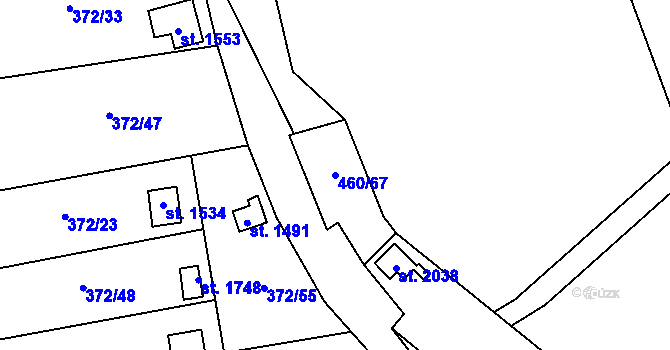 Parcela st. 460/67 v KÚ Malenovice u Zlína, Katastrální mapa