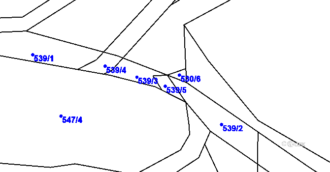 Parcela st. 539/5 v KÚ Malenovice u Zlína, Katastrální mapa