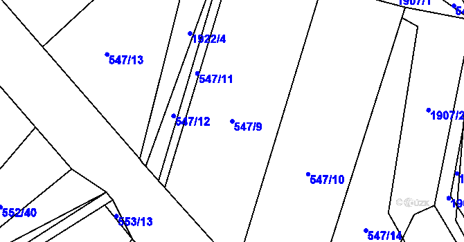 Parcela st. 547/9 v KÚ Malenovice u Zlína, Katastrální mapa