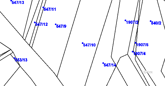 Parcela st. 547/10 v KÚ Malenovice u Zlína, Katastrální mapa
