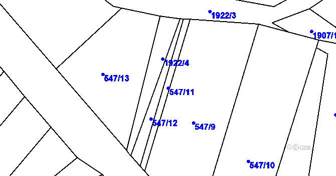 Parcela st. 547/11 v KÚ Malenovice u Zlína, Katastrální mapa