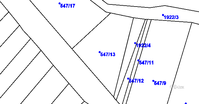 Parcela st. 547/13 v KÚ Malenovice u Zlína, Katastrální mapa