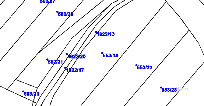 Parcela st. 553/14 v KÚ Malenovice u Zlína, Katastrální mapa