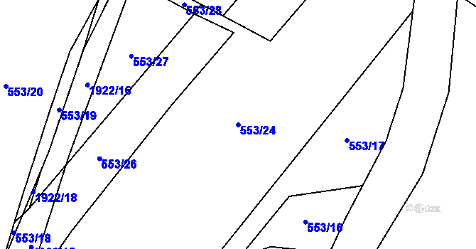 Parcela st. 553/24 v KÚ Malenovice u Zlína, Katastrální mapa