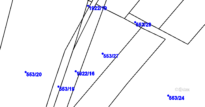 Parcela st. 553/27 v KÚ Malenovice u Zlína, Katastrální mapa