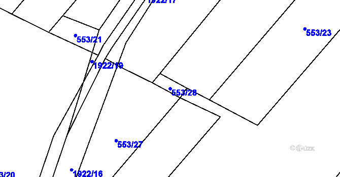 Parcela st. 553/28 v KÚ Malenovice u Zlína, Katastrální mapa