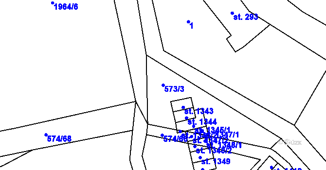 Parcela st. 573/3 v KÚ Malenovice u Zlína, Katastrální mapa