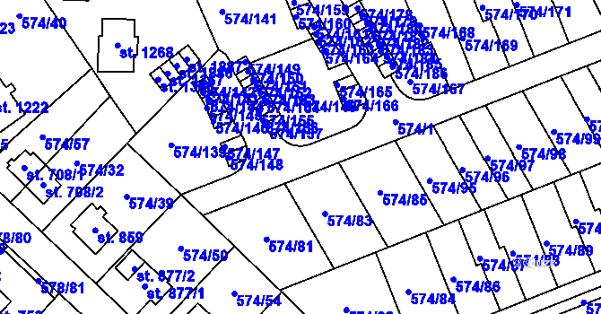 Parcela st. 574/1 v KÚ Malenovice u Zlína, Katastrální mapa