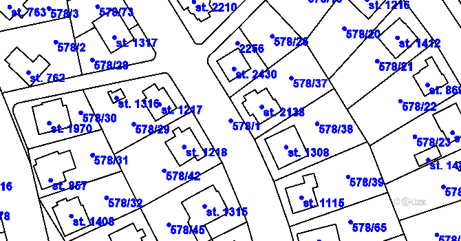 Parcela st. 578/1 v KÚ Malenovice u Zlína, Katastrální mapa