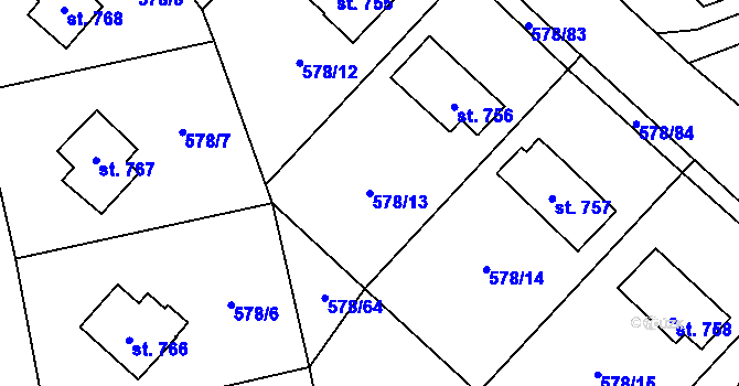 Parcela st. 578/13 v KÚ Malenovice u Zlína, Katastrální mapa