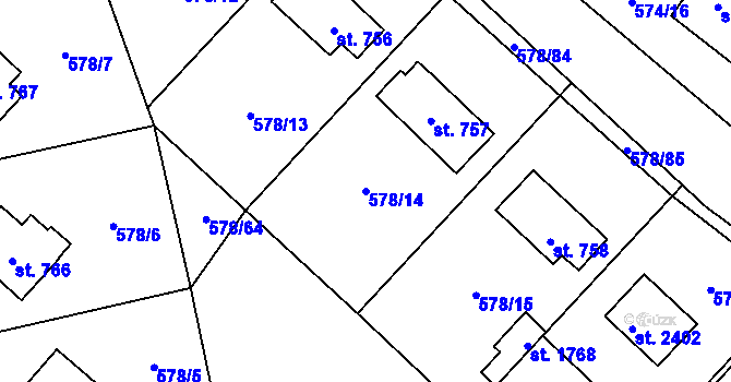 Parcela st. 578/14 v KÚ Malenovice u Zlína, Katastrální mapa