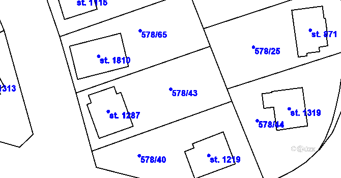 Parcela st. 578/43 v KÚ Malenovice u Zlína, Katastrální mapa