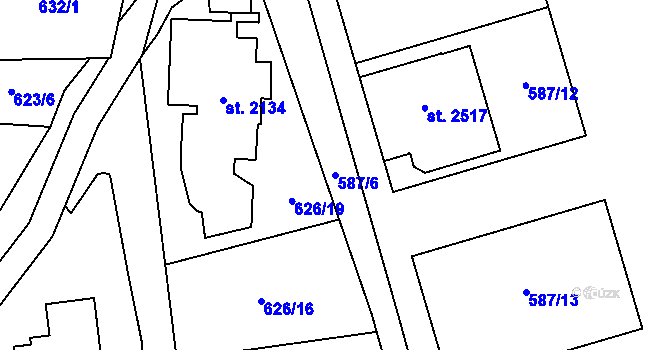 Parcela st. 587/6 v KÚ Malenovice u Zlína, Katastrální mapa