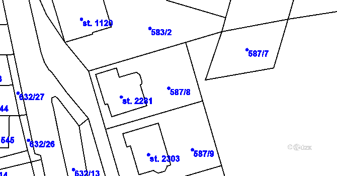 Parcela st. 587/8 v KÚ Malenovice u Zlína, Katastrální mapa