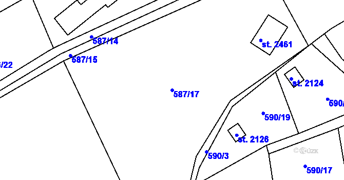 Parcela st. 587/17 v KÚ Malenovice u Zlína, Katastrální mapa