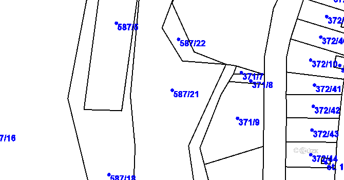 Parcela st. 587/21 v KÚ Malenovice u Zlína, Katastrální mapa