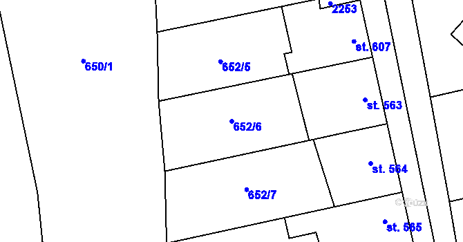 Parcela st. 652/6 v KÚ Malenovice u Zlína, Katastrální mapa