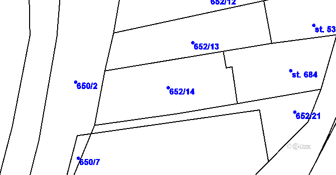 Parcela st. 652/14 v KÚ Malenovice u Zlína, Katastrální mapa