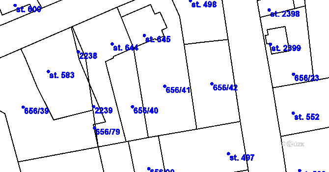 Parcela st. 656/41 v KÚ Malenovice u Zlína, Katastrální mapa