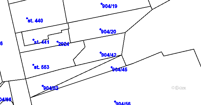 Parcela st. 904/42 v KÚ Malenovice u Zlína, Katastrální mapa