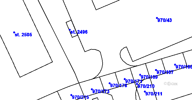 Parcela st. 970/41 v KÚ Malenovice u Zlína, Katastrální mapa