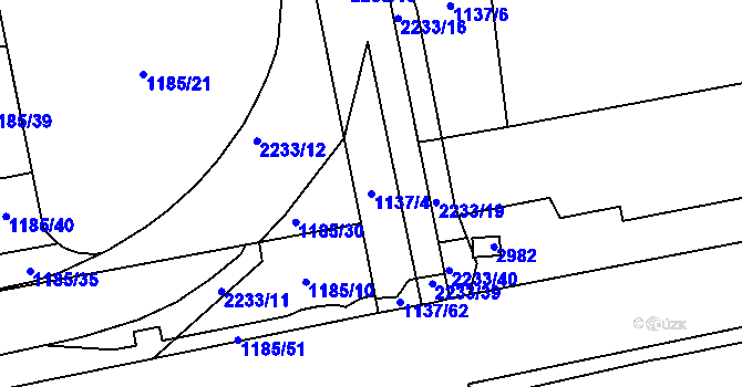 Parcela st. 1137/4 v KÚ Malenovice u Zlína, Katastrální mapa