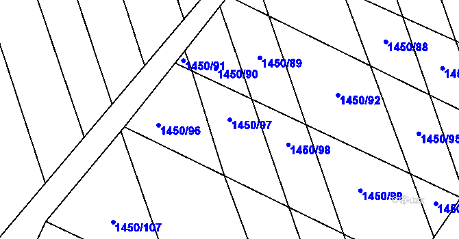 Parcela st. 1450/97 v KÚ Malenovice u Zlína, Katastrální mapa