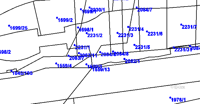 Parcela st. 2084/4 v KÚ Malenovice u Zlína, Katastrální mapa