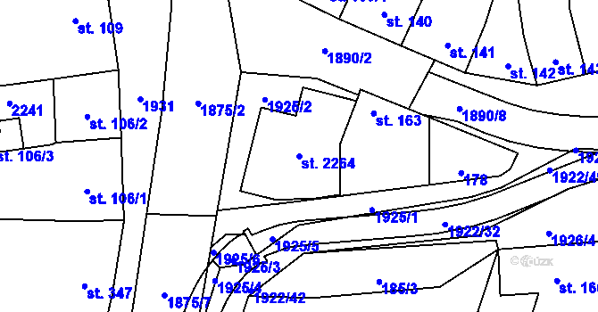 Parcela st. 2264 v KÚ Malenovice u Zlína, Katastrální mapa