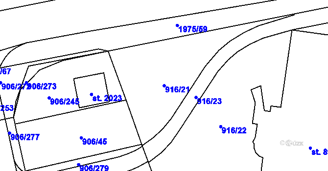 Parcela st. 916/21 v KÚ Malenovice u Zlína, Katastrální mapa