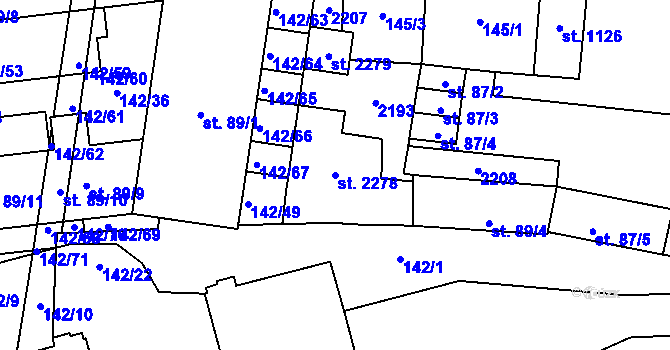 Parcela st. 2278 v KÚ Malenovice u Zlína, Katastrální mapa