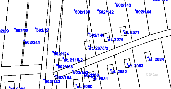 Parcela st. 2075/1 v KÚ Malenovice u Zlína, Katastrální mapa