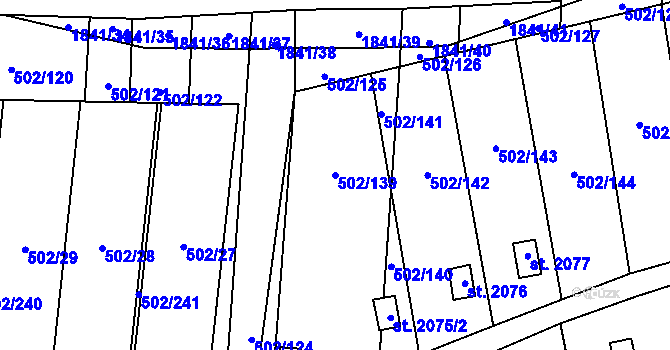 Parcela st. 502/139 v KÚ Malenovice u Zlína, Katastrální mapa
