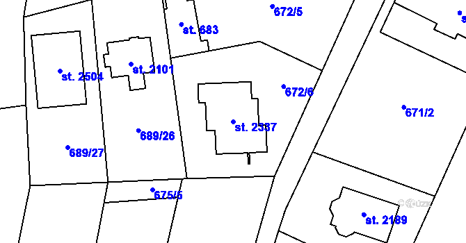 Parcela st. 2337 v KÚ Malenovice u Zlína, Katastrální mapa