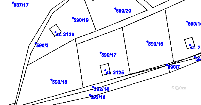 Parcela st. 590/17 v KÚ Malenovice u Zlína, Katastrální mapa