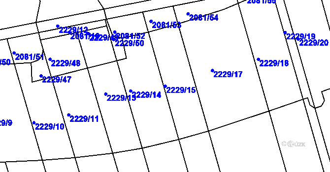 Parcela st. 2229/15 v KÚ Malenovice u Zlína, Katastrální mapa