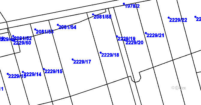 Parcela st. 2229/18 v KÚ Malenovice u Zlína, Katastrální mapa