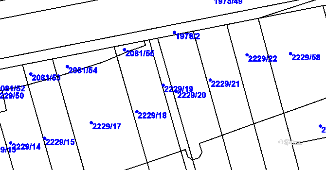 Parcela st. 2229/19 v KÚ Malenovice u Zlína, Katastrální mapa