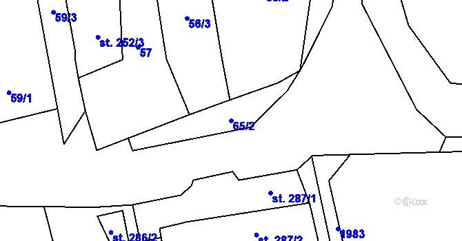 Parcela st. 65/2 v KÚ Malenovice u Zlína, Katastrální mapa