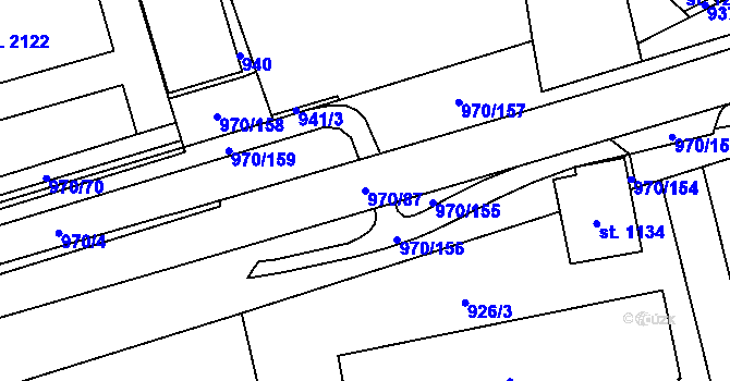 Parcela st. 970/87 v KÚ Malenovice u Zlína, Katastrální mapa