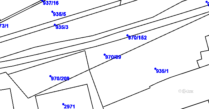 Parcela st. 970/89 v KÚ Malenovice u Zlína, Katastrální mapa