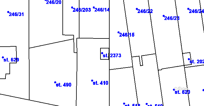 Parcela st. 2373 v KÚ Malenovice u Zlína, Katastrální mapa