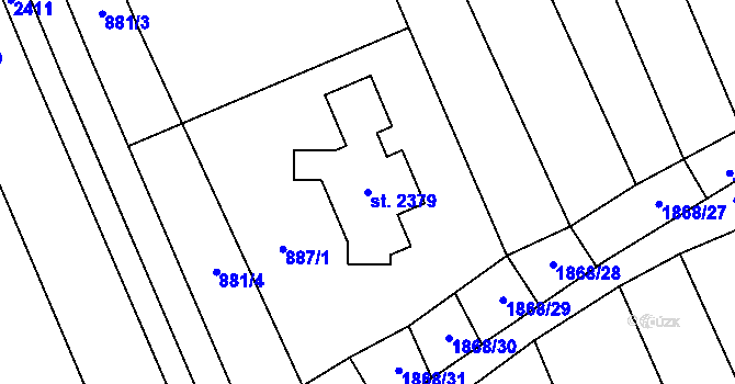 Parcela st. 2379 v KÚ Malenovice u Zlína, Katastrální mapa