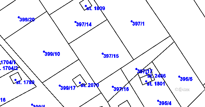 Parcela st. 397/15 v KÚ Malenovice u Zlína, Katastrální mapa