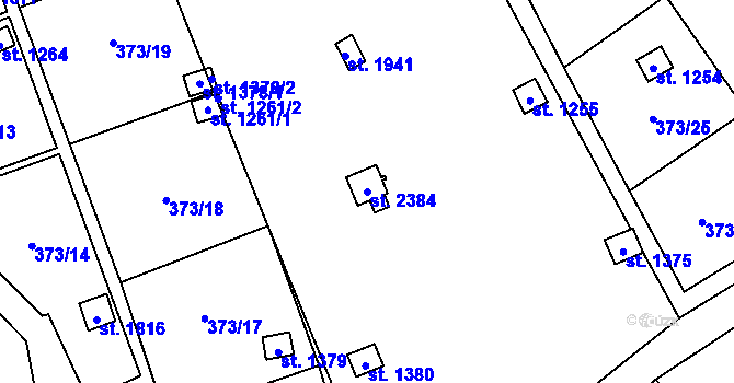 Parcela st. 2384 v KÚ Malenovice u Zlína, Katastrální mapa
